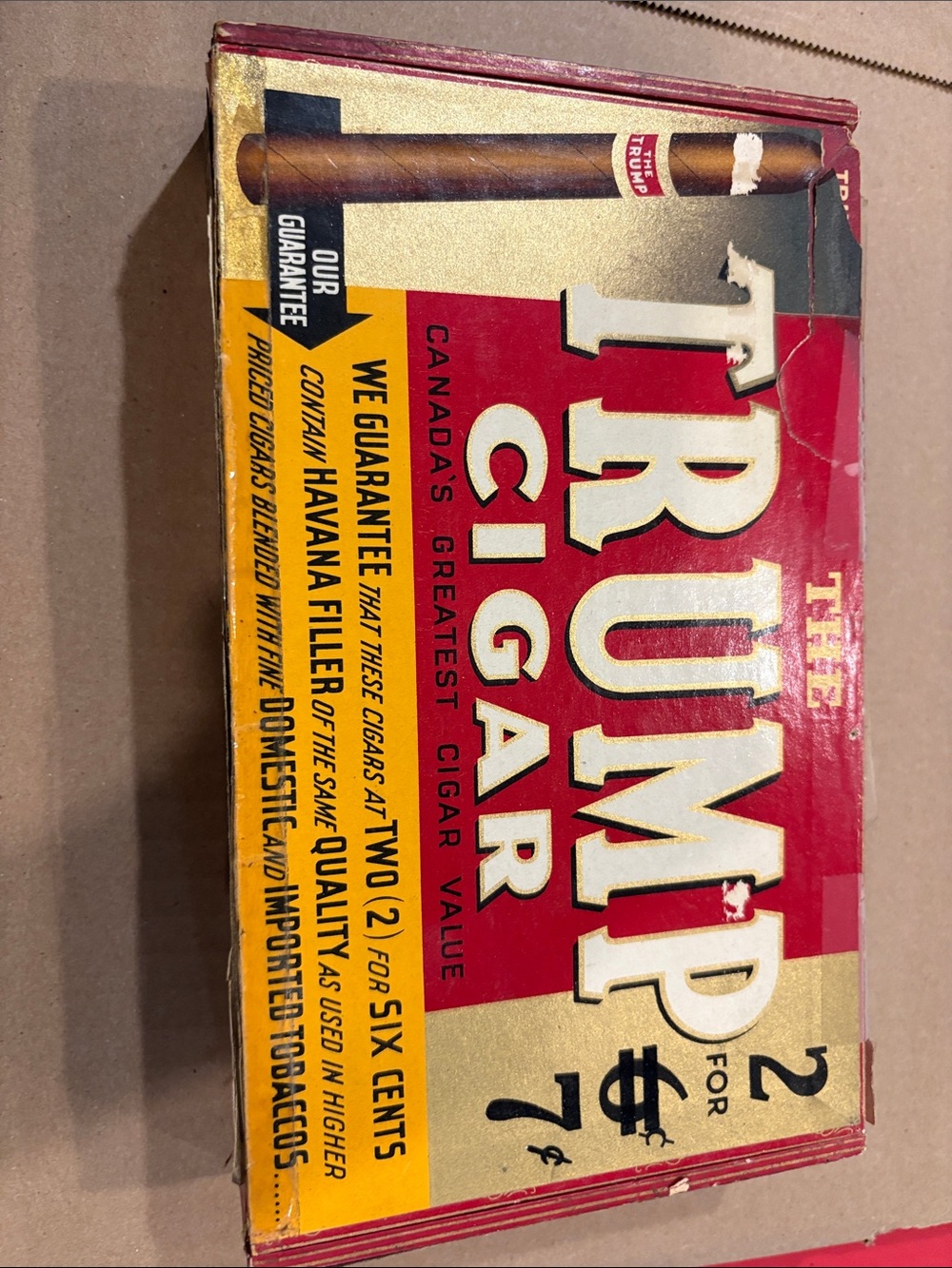 Cigar Vintage-Style Red and Gold Trump Cigar Box